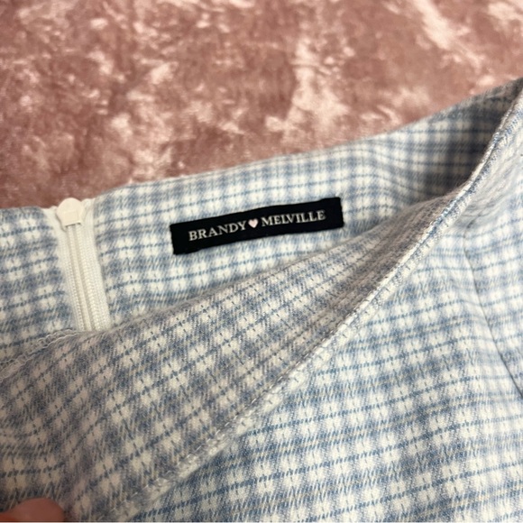 Brandy Melville soft blue plaid mini skirt - Picture 3 of 4